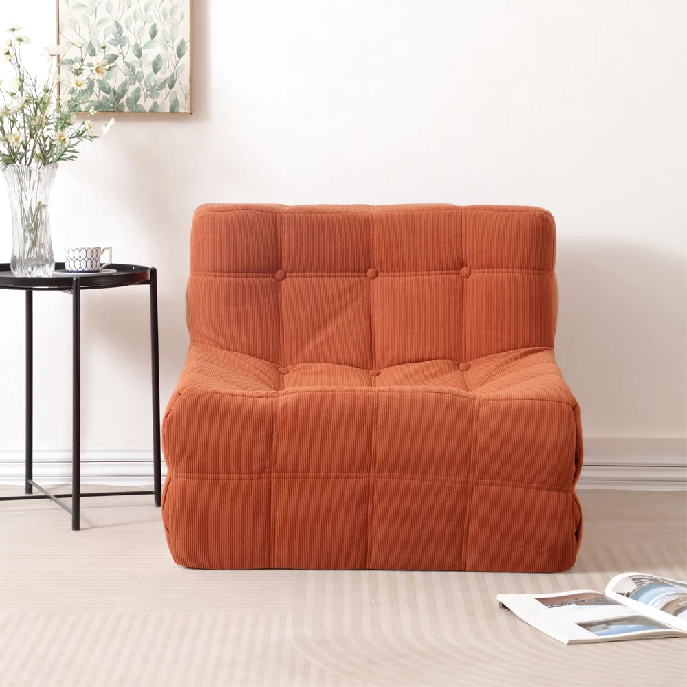 Plush Corduroy Full Sponge Floor Chair - Tufted Modular Lazy Sofa, Comfortable Accent Chair for Home Decor