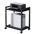 2-Tier Computer Tower Stand with Locking Wheels,Height Adjustable Printer Table Rolling Shelf CPU Holder Cart for Home Office