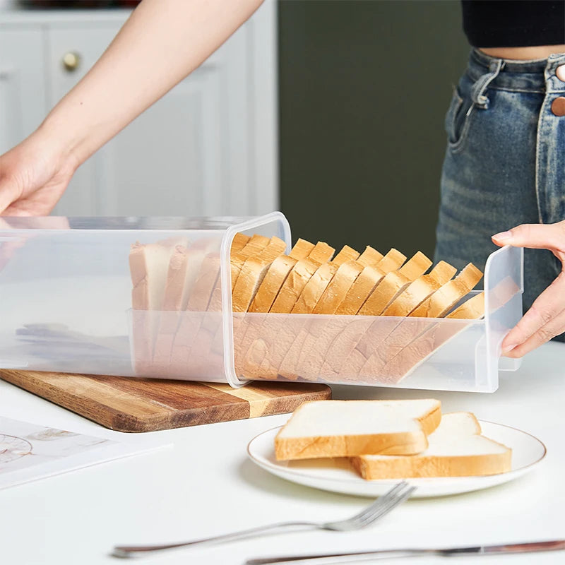 Panera Contenedor Hermético Transparente Con Tapa Caja Para Pan De Sándwich Para Pan Casero Panera Alta Para Cocina