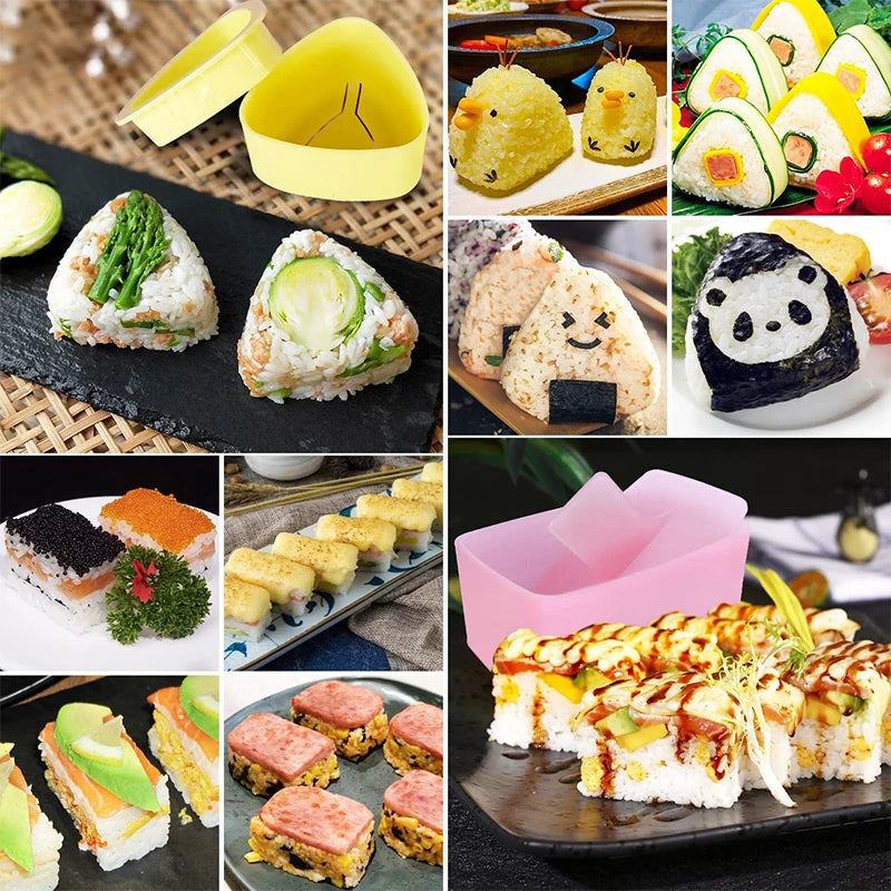 Paquete de 3 moldes para onigiri y sushi, kit clásico de moldes triangulares para bolas de arroz, moldes para sushi, moldes para prensa de musubi para el almuerzo de niños, bento YY180