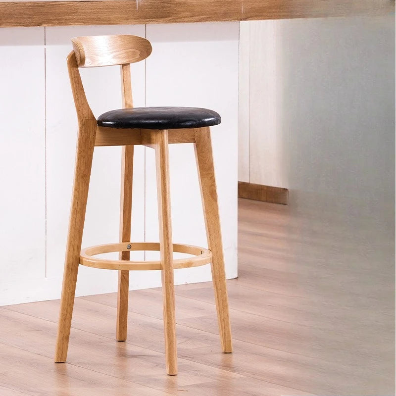 Taburete de barra de madera maciza con respaldo alto, altura de mostrador, moderno, minimalista, para barra de casa, asiento de isla de cocina, sillas para barra, silla de barra