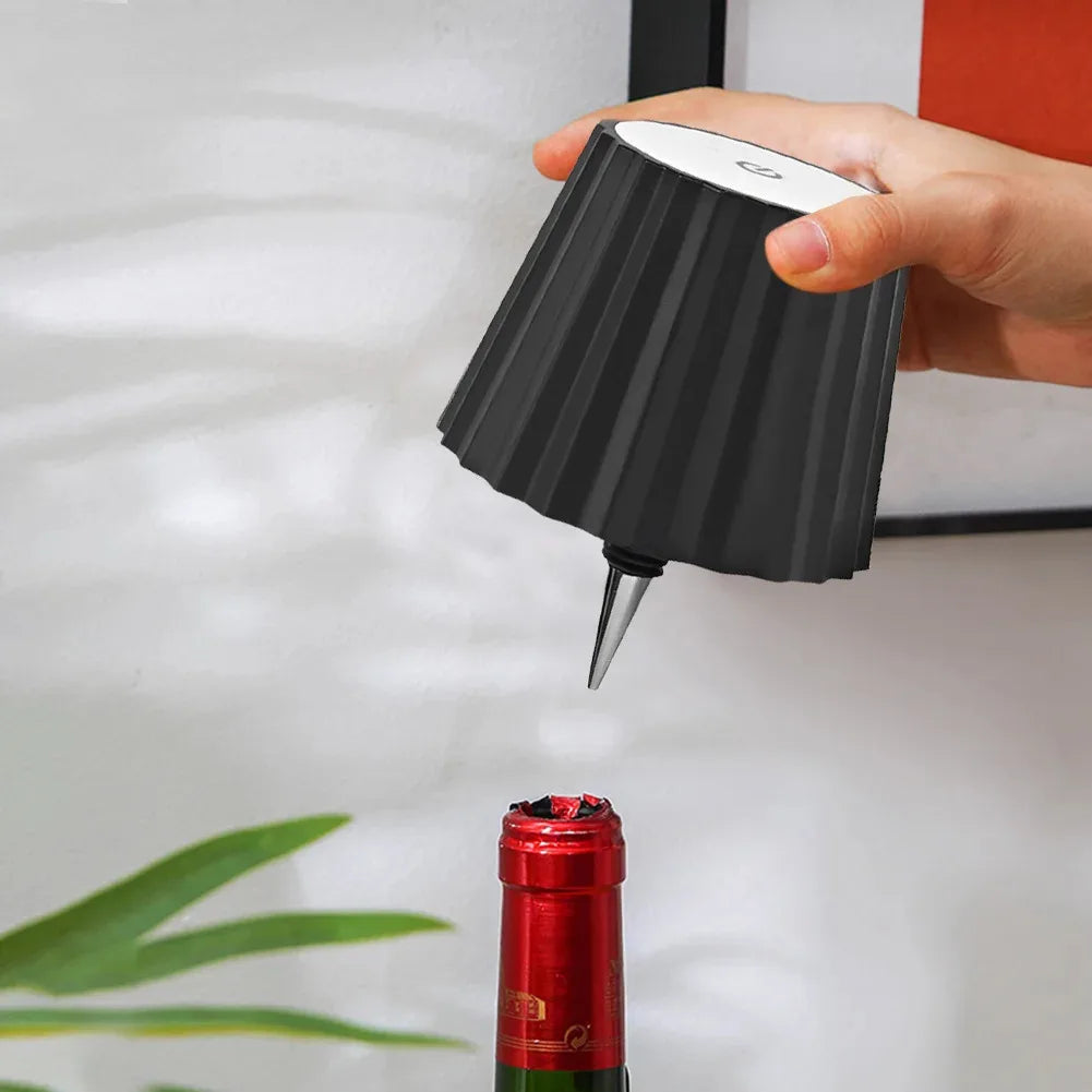 Lámpara de mesa LED inalámbrica para botella de vino, 2000 mAh, 7 colores, regulable, RGB, recargable por USB, luces para mesa de comedor, lámpara para bebidas, táctil superior