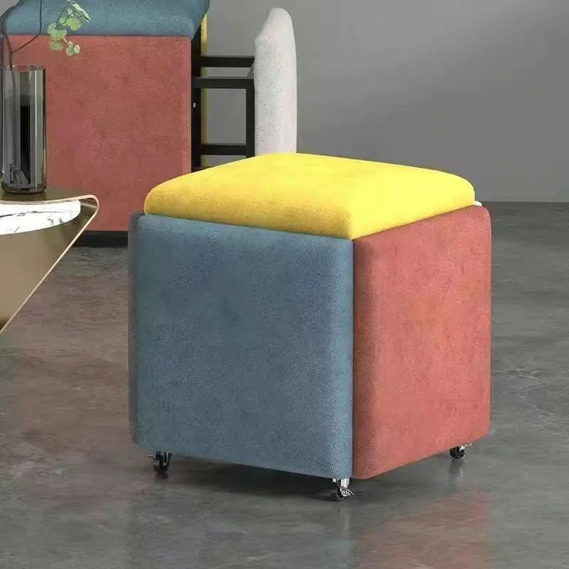 Taburete cubo de Rubik multifuncional - otomana de almacenamiento 5 en 1, sirve como mesa de centro, banco para comedor y zapatos, estilo nórdico, silla