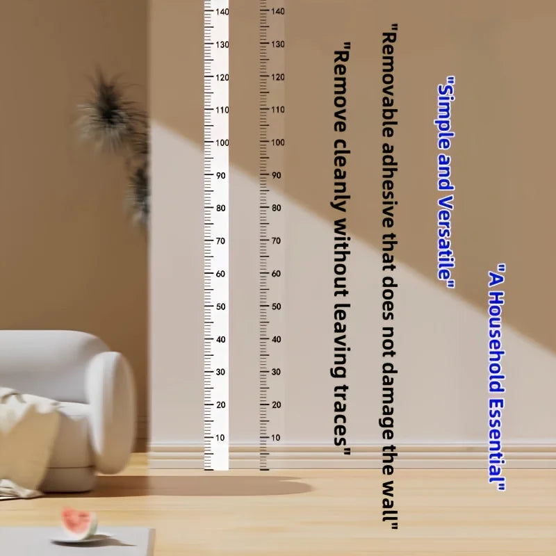 Tarjeta de Medición de Altura de Pared de 2 m - Estilo Moderno, Material de PC Duradero, Escribible y Removible, 2 m Precisos por Hoja | Decoración de Pared