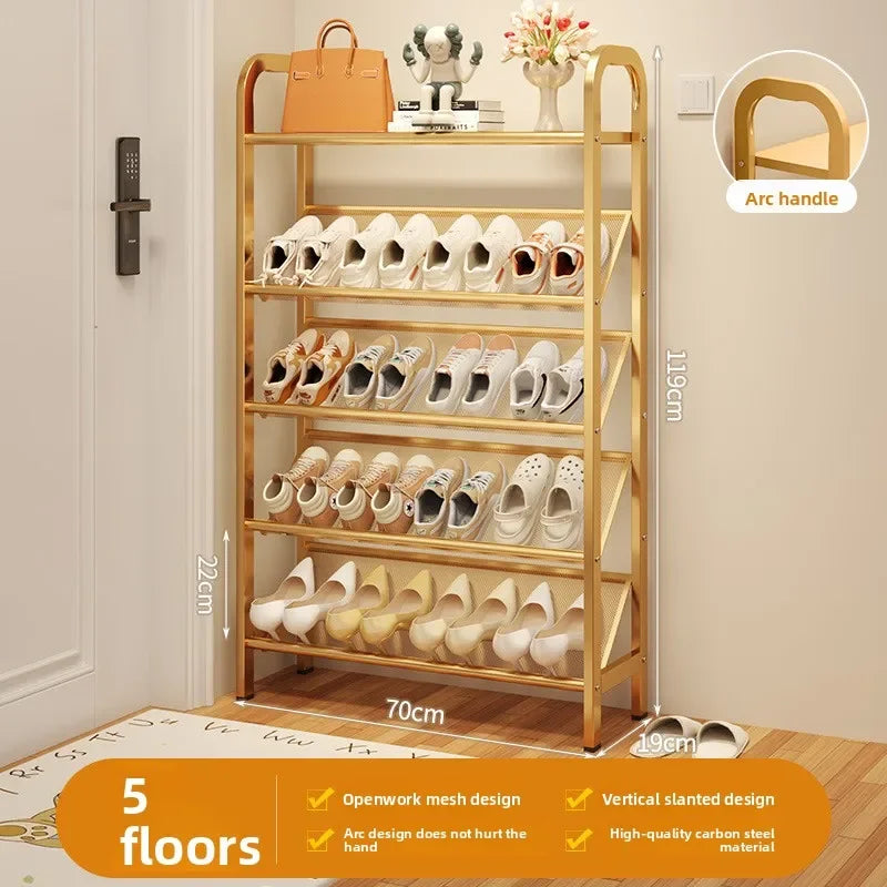 Zapatero de acero para puerta, doméstico, sencillo, ahorro de espacio, metálico, multi-capa, armario estrecho para zapatos