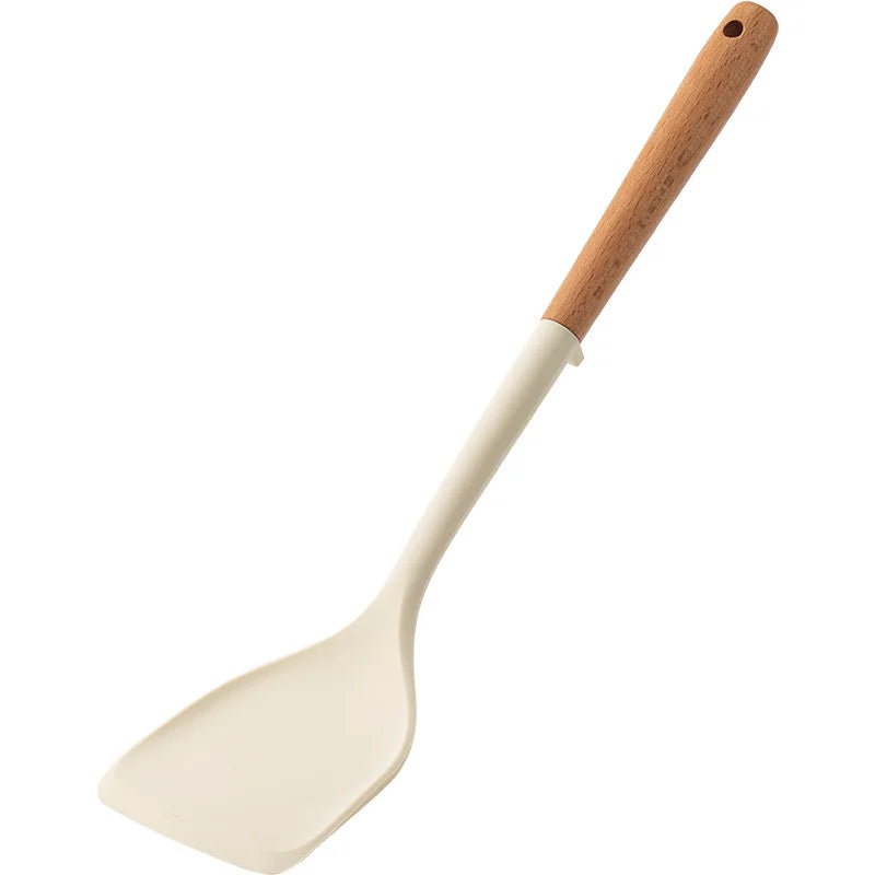 NEW Silicone Spatula Non Stick Pan Wooden Handle Silicone Vegetable Heat-resistant Silicone Cooking Spatula Spoon Kitchen tool