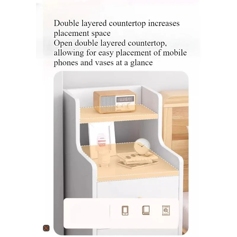 Mesa de noche para el hogar, dormitorio, estante de costura de noche extremadamente estrecho, mini armario estrecho de 20 cm de ancho, armario bajo lateral de noche