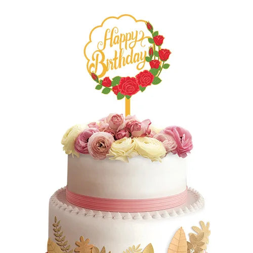New 3D Color Printing Happy Birthday Cake Topper Gold Acrylic Kids Birthday Party Cake Topper Dessert Decoration for Baby Shower