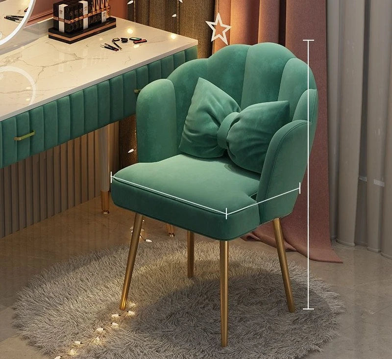 Silla de maquillaje para mujer, taburete sencillo, respaldo de lujo, silla con forma de pétalo, silla de ordenador para dormitorio, almohada de regalo