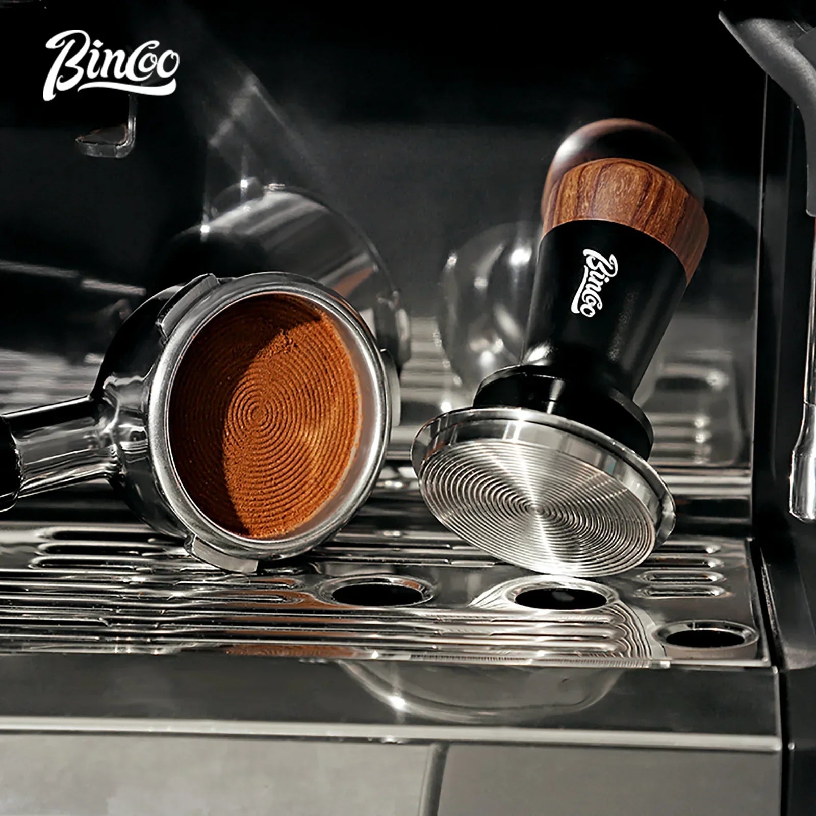 Bincoo Pro Apisonador de Fuerza Constante, Ajuste de Precisión de 51/58 mm, Presión Consistente de 30 LB, Herramienta Profesional para Espresso