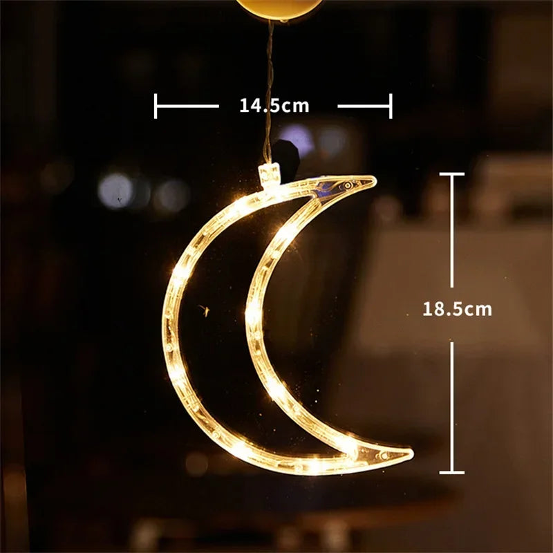 Luz LED de copo de nieve para Navidad, Papá Noel, lámpara de ventosa colgante, adornos de ventana, decoración para el hogar, Navidad, Año Nuevo, luces de cadena