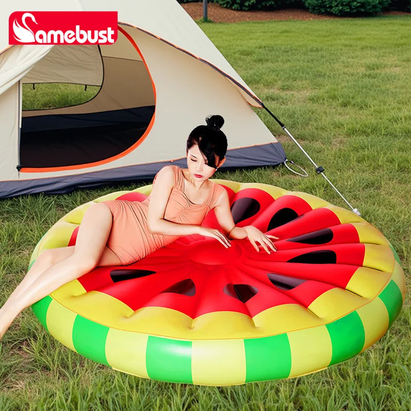 Camebust Colchoneta Flotante Hinchable para Agua, Colchoneta Flotante Hinchable para Piscina al Aire Libre, Colchoneta Flotante Grande Redonda de Sandía