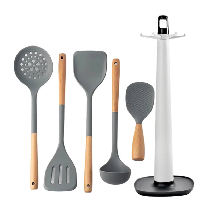 NEW Silicone Spatula Non Stick Pan Wooden Handle Silicone Vegetable Heat-resistant Silicone Cooking Spatula Spoon Kitchen tool