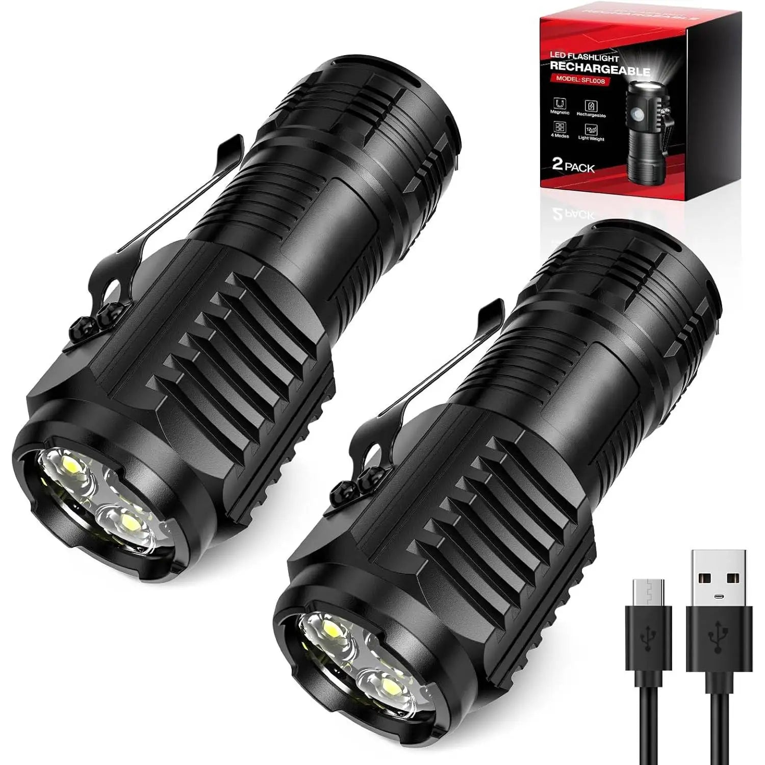 Linterna portátil mini LED de mano potente, antorcha de dedo, linterna de camping y senderismo impermeable para exteriores con clip para bolígrafo
