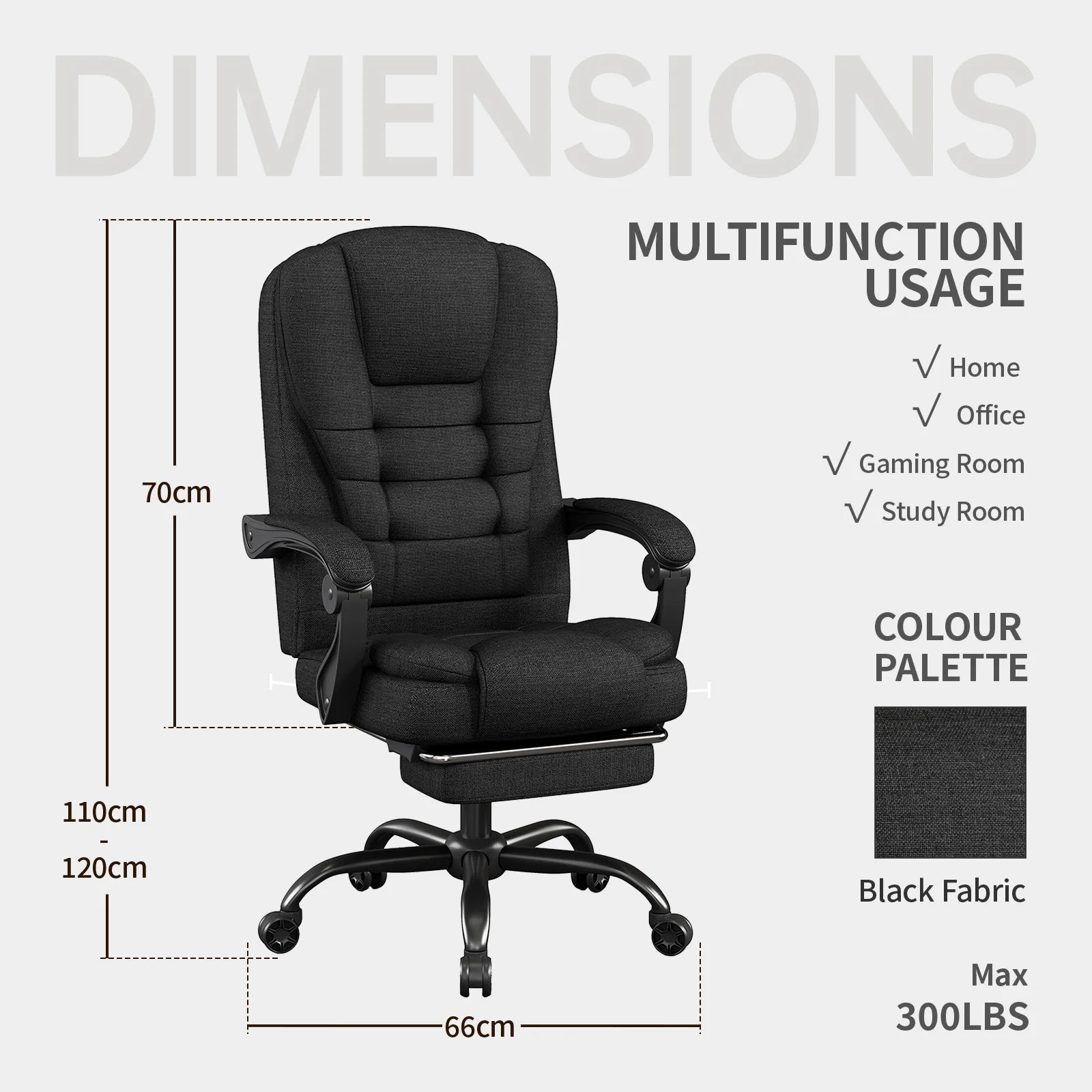 Ergonomic Executive Office Chair - High Back Chair with Headrest & Lumbar Support, Premium Home Office Chair - Adjustable Height