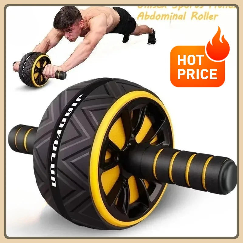 Ab Rollers Dual-Wheel Silent Abdominal Roller for Core Workout Fitness Equipment with Anti-Slip Base for Men Women Home Training