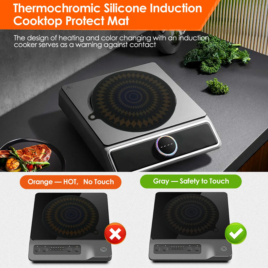 Tapete de silicona termocrómico para vitrocerámica de inducción, 4 unidades, cubierta protectora resistente al calor para vitrocerámica, protector contra arañazos
