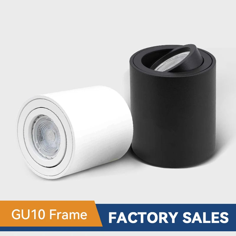 Foco GU10 Redondo LED de Superficie para Techo, Lámpara GU10 Halógena Cilíndrica, 220V