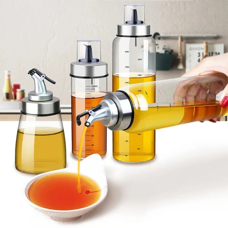 Botella de aceite de cocina para condimentos de 180/300/500ml, botella de salsa, botellas de almacenamiento de vidrio para aceite y vinagre, dispensador de aceite para cocina