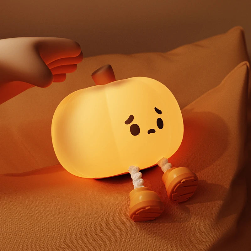 Cute Silicone Night Lamp Pumpkin Night Light Halloween Ghost Witch Decoration Dimmable Timer Bedside Decoration Children Gift