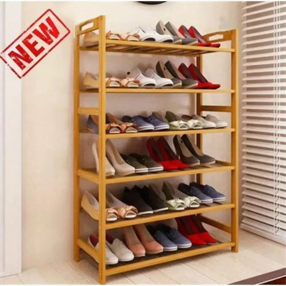 Zapatero de 6 niveles Estantería para zapatos de entrada Organizador de almacenamiento Color natural