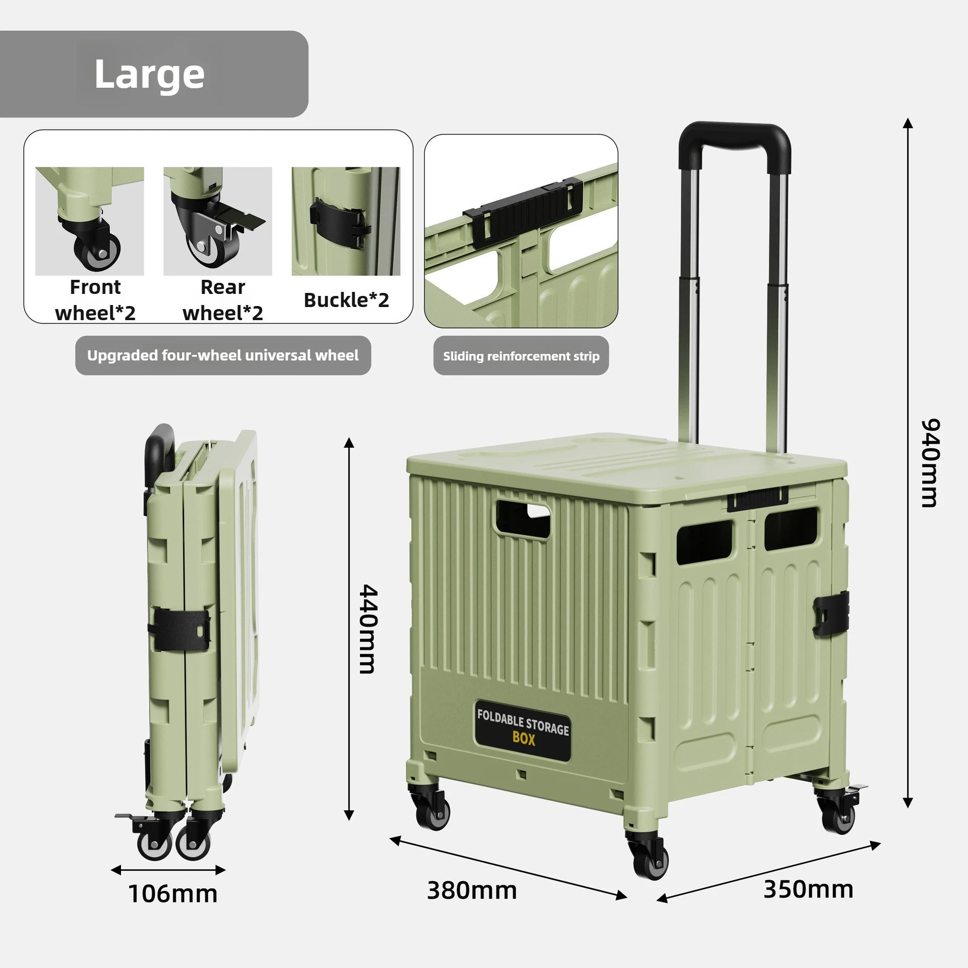 Carrito de compras multifuncional para el hogar, carrito de compras plegable portátil, remolque, camping, caja de almacenamiento de gran capacidad
