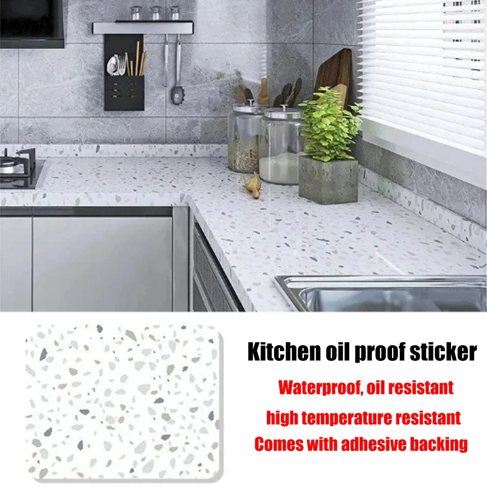 40cm New Marble Kitchen Oil-proof Wall Stickers Self-adhesive Stain-resistant High Temperature Kitchen Wallpaper Home Decorative