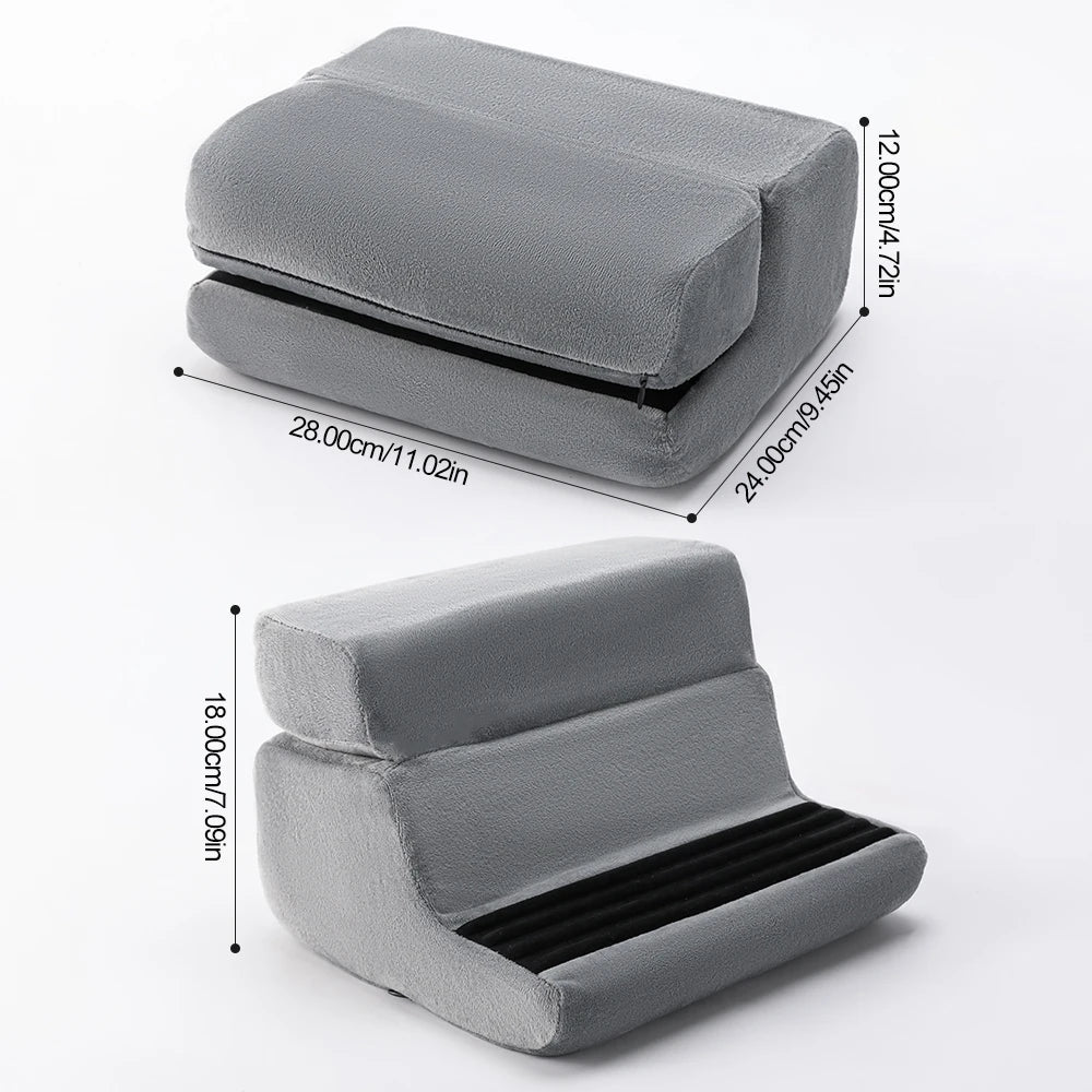 Soporte de almohada multiusos para tableta, 4 ángulos para una lectura y visualización cómoda de la tableta del teléfono móvil, soporte de lectura plegable