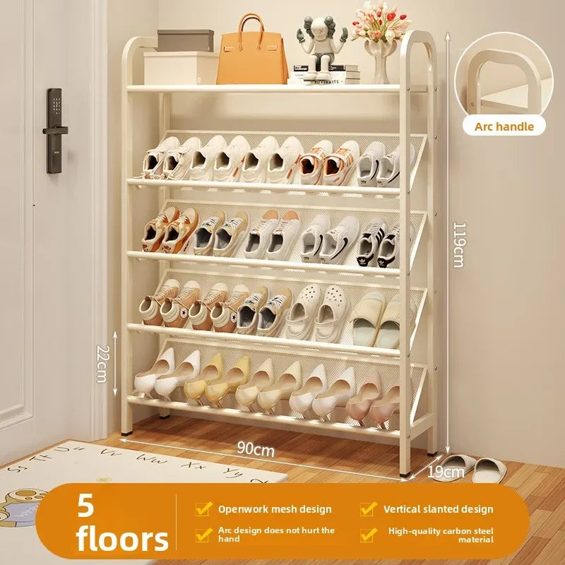 Zapatero de acero para puerta, doméstico, sencillo, ahorro de espacio, metálico, multi-capa, armario estrecho para zapatos