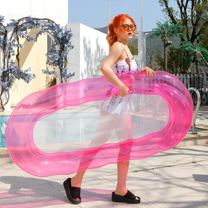 Flotador inflable para piscina para adultos - Flotadores de piscina Tumbonas Balsas Silla flotante con respaldo ajustable Portavasos Flotador de agua