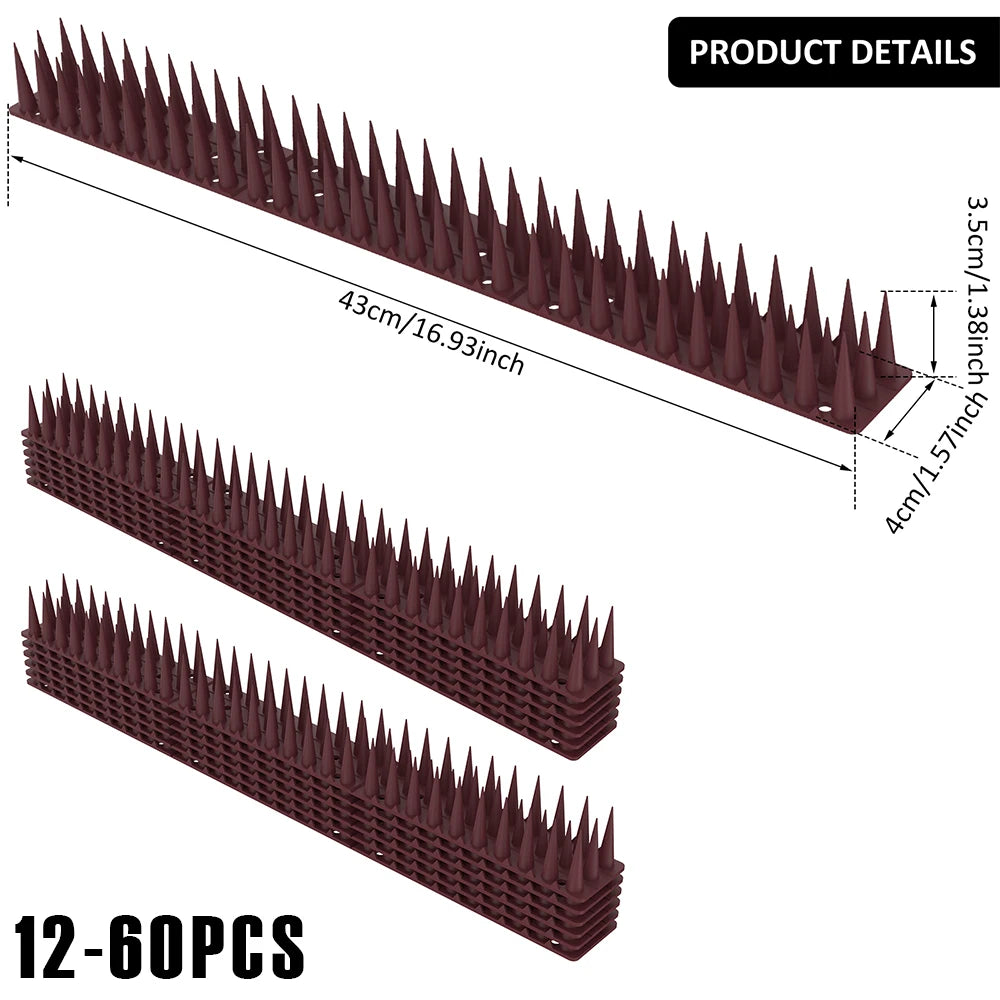 12-60Pcs Pinchos Antiaves para Vallas, Pinchos para Muros, Evita que Pájaros y Gatos se Posicionen en la Valla, Pinchos Repelentes de Gatos para Disuadir Ladrones