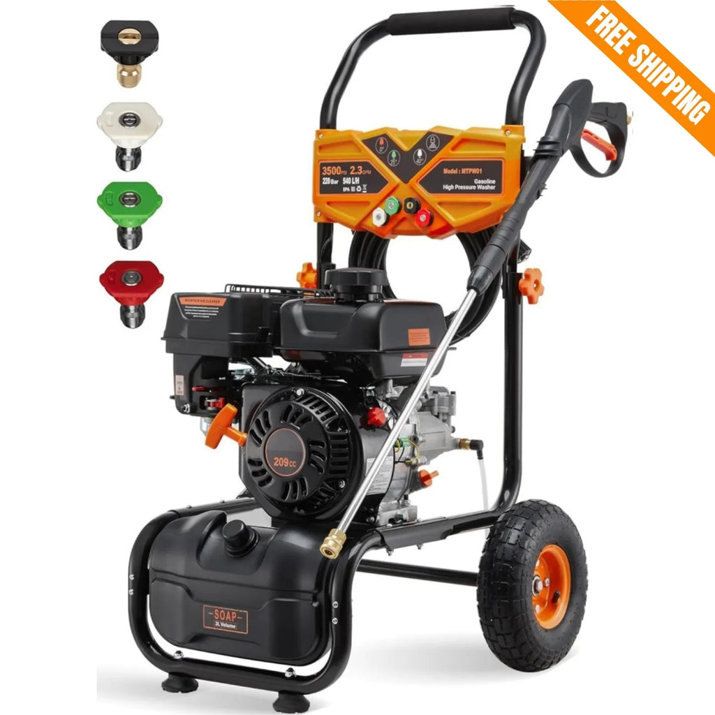 Hidrolavadora a gasolina de alta presión 3500 PSI 2.3 GPM 209cc 4 boquillas USA