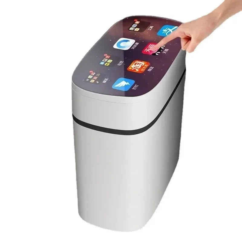 Cubo de basura inteligente automático tipo inducción, versátil, para sala de estar, lujo ligero, inodoro eléctrico, baño, cubo sanitario