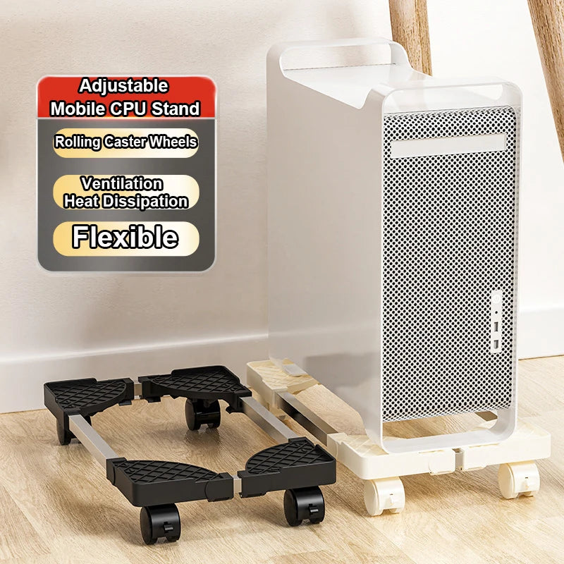 Soporte de computadora para torre de escritorio, se adapta a la mayoría de accesorios de escritorio de PC para juegos, elevador de suelo de PC, soporte de CPU móvil ajustable