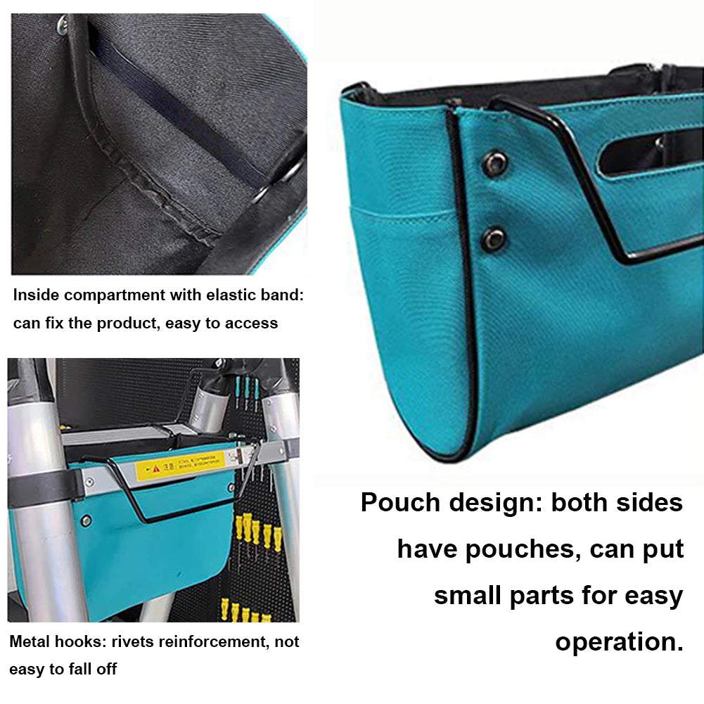 Bolsa de herramientas para escalera telescópica, bolsa portátil para herramientas multiusos, bolsa de almacenamiento de herramientas para escalera de tijera, organizador de herramientas Oxford impermeable