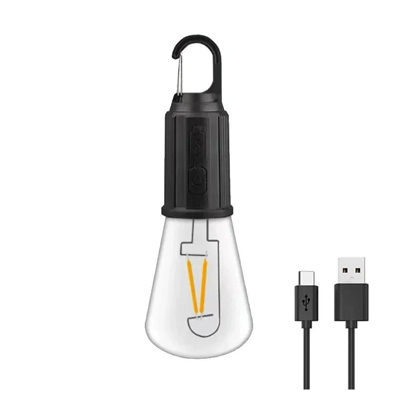 Bombillas LED Solares Recargables USB para Acampar Lámpara Regulable con Ganchos Luz Vintage para Senderismo Tienda de Campaña Linterna Iluminación Exterior