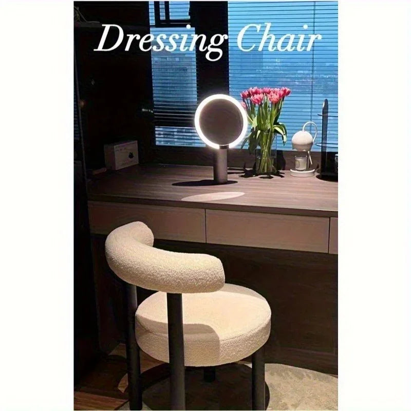 Taburete sencillo de tocador con almacenamiento, silla de maquillaje moderna de diseño crema para dormitorio de niñas, silla de comedor para el hogar238