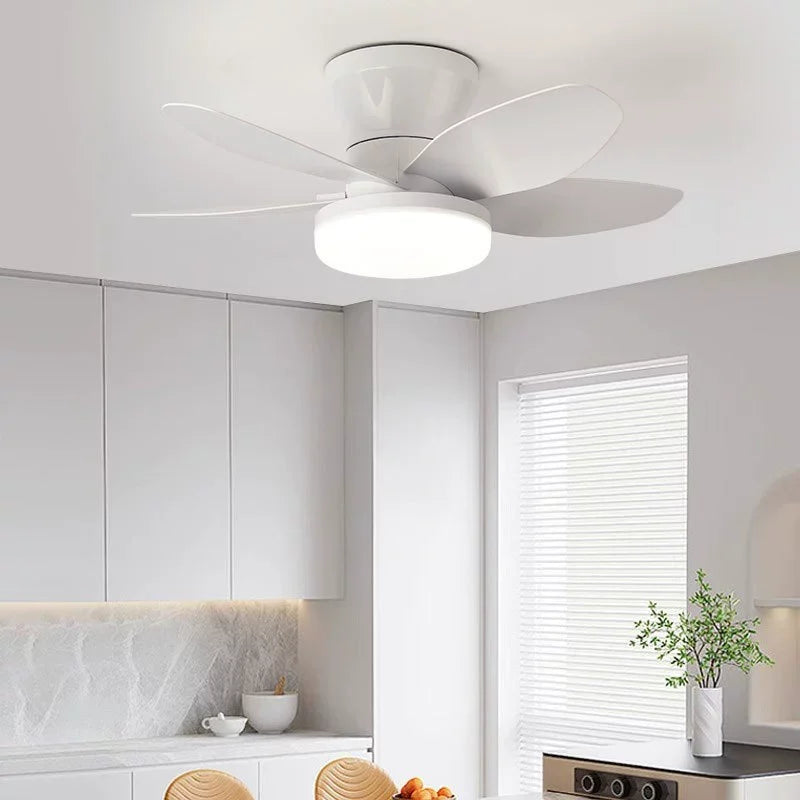 Ventiladores de techo de 25 pulgadas con luces y control remoto, ventilador de techo de montaje empotrado, ventiladores de techo de perfil bajo con motor de CC silencioso reversible para sala de estar