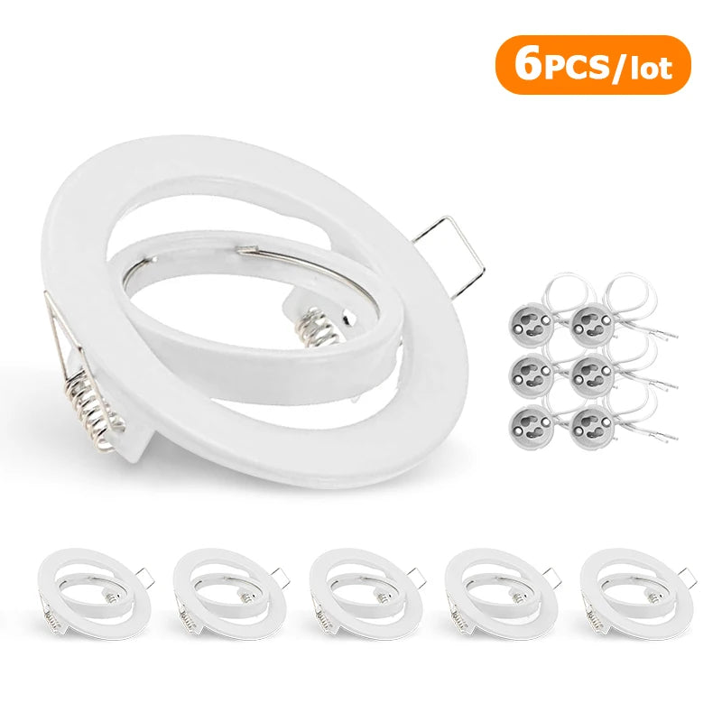 Focos LED Blancos/Negros Marco Ajustable Downlight Portaleds Agujero 70mm para Soporte de Bombilla MR16 GU10 Foco Empotrado LED