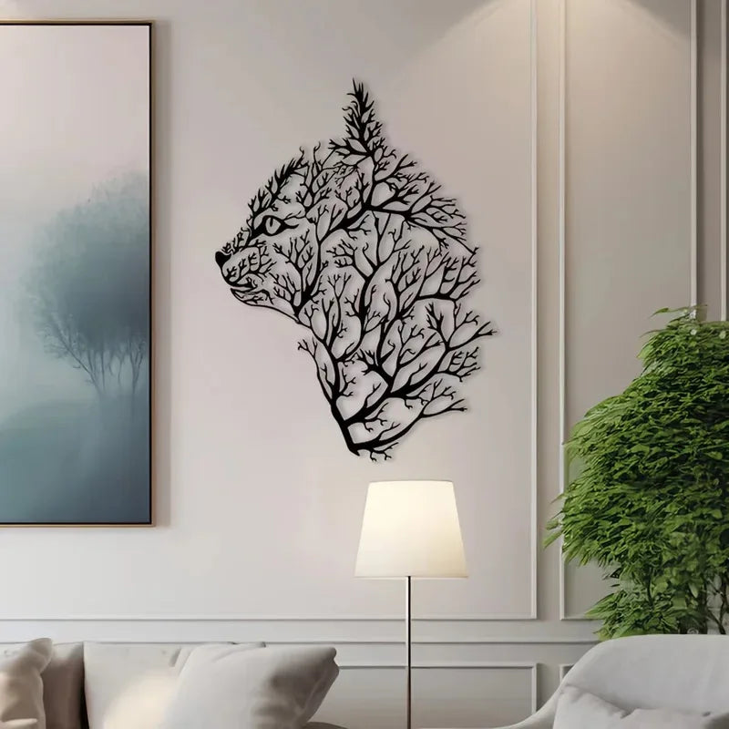 Encantador Adorno Metálico de Gato y Árbol para Pared - Decoración Minimalista para Dormitorio, Sala de Estar, Oficina - Regalo Perfecto de Estreno de Casa