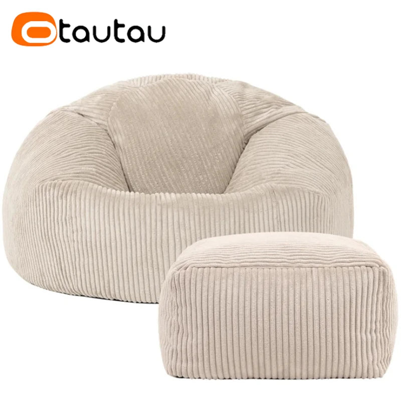 OTAUTAU Funda de puf de franela/terciopelo sin relleno, puf para el suelo, otomana, sofá individual, muebles sin marco DD025