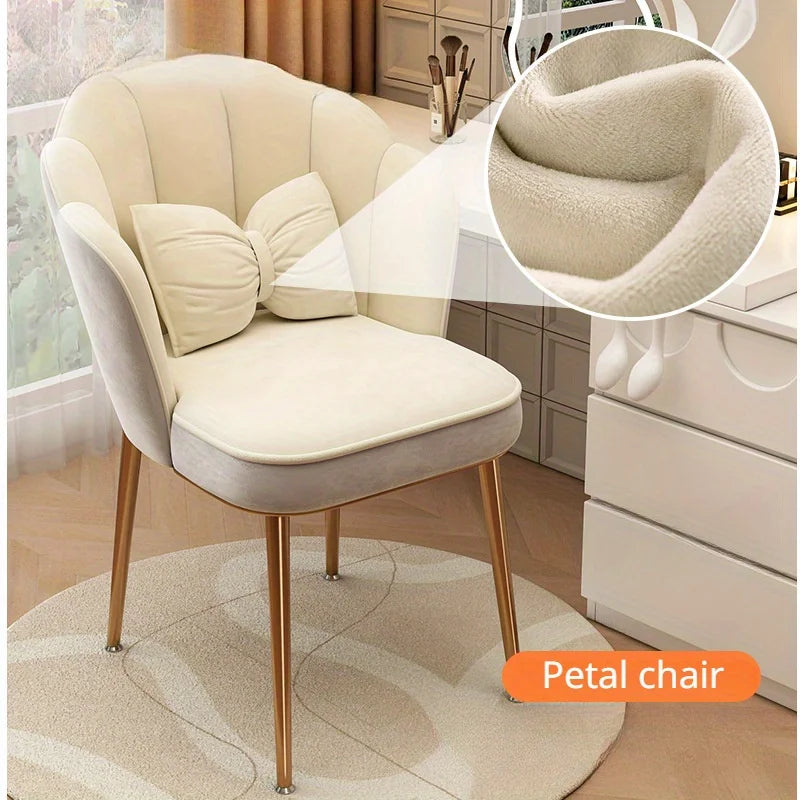 1 silla de maquillaje con respaldo en forma de pétalo, silla casual para dormitorio, sala de estudio, sala de estar y dormitorio universitario
