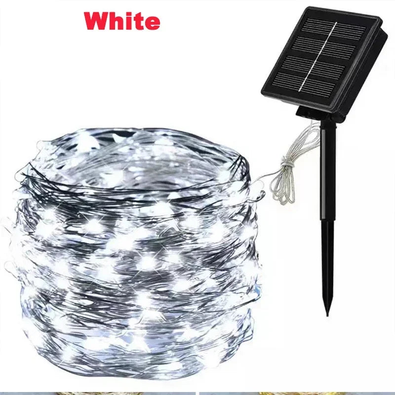 50/100/200/300/400 LED Luz solar LED para exteriores Guirnalda de luces de hadas para jardín impermeable Decoración navideña para patio