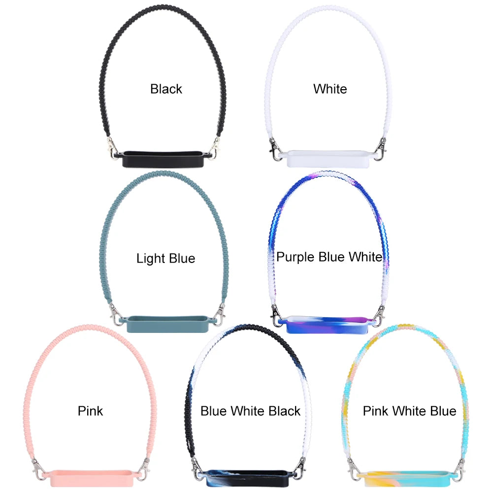 Mango de silicona suave para botella de agua, soporte portátil de silicona para botella térmica con correa, accesorios para vaso Stanley