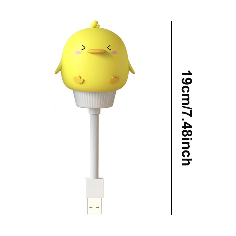 Luz de noche USB LED de dibujos animados de animales tiernos, lámpara de noche de oso, pollito, gatito para decoración de dormitorio de bebé, lámpara de mesita de noche