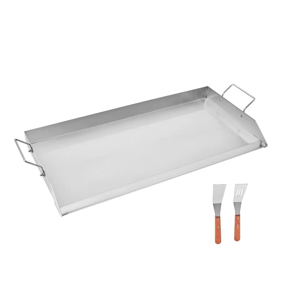Plancha de acero inoxidable de 32x16 pulgadas, placa rectangular universal para parrilla de gas, barbacoa, Teppanyaki, utensilios de cocina portátiles con asa