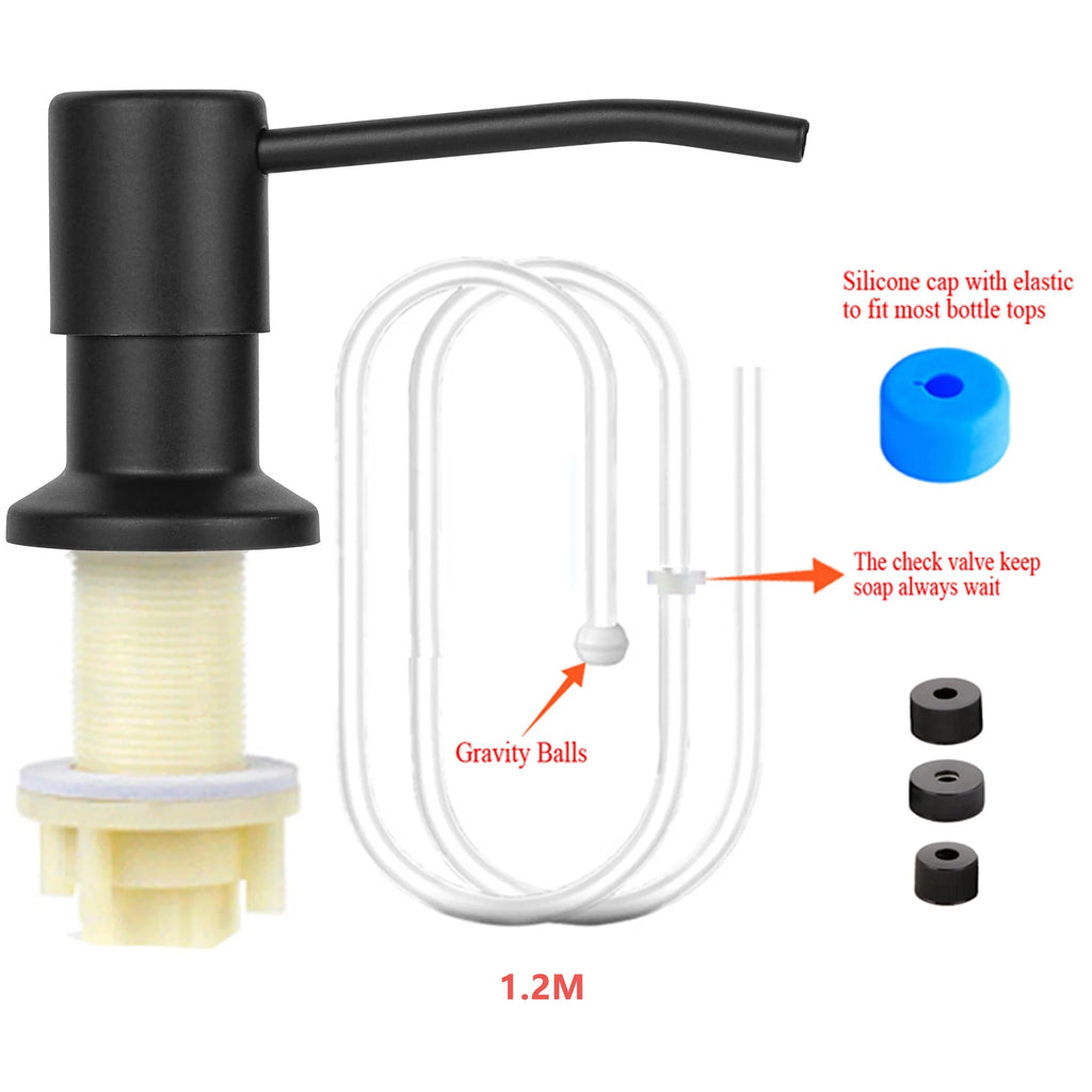 Dispensador de jabón de cabeza de prensa de acero inoxidable para fregadero de cocina Kit de tubo de extensión del dispensador de jabón Bomba dispensadora de jabón bajo el fregadero
