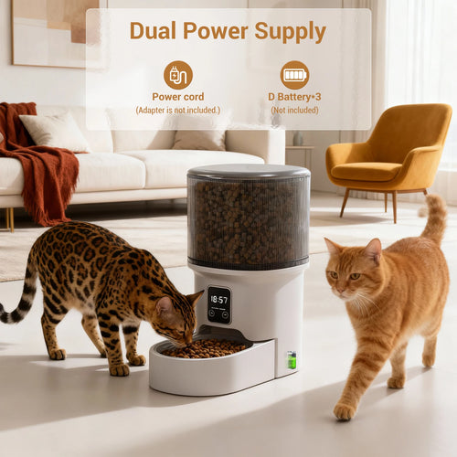 4L Automatic Cat Feeder with Timer Portion Control 1-6 Meals Per Day Button Control for Cats & Small Dogs Supplies