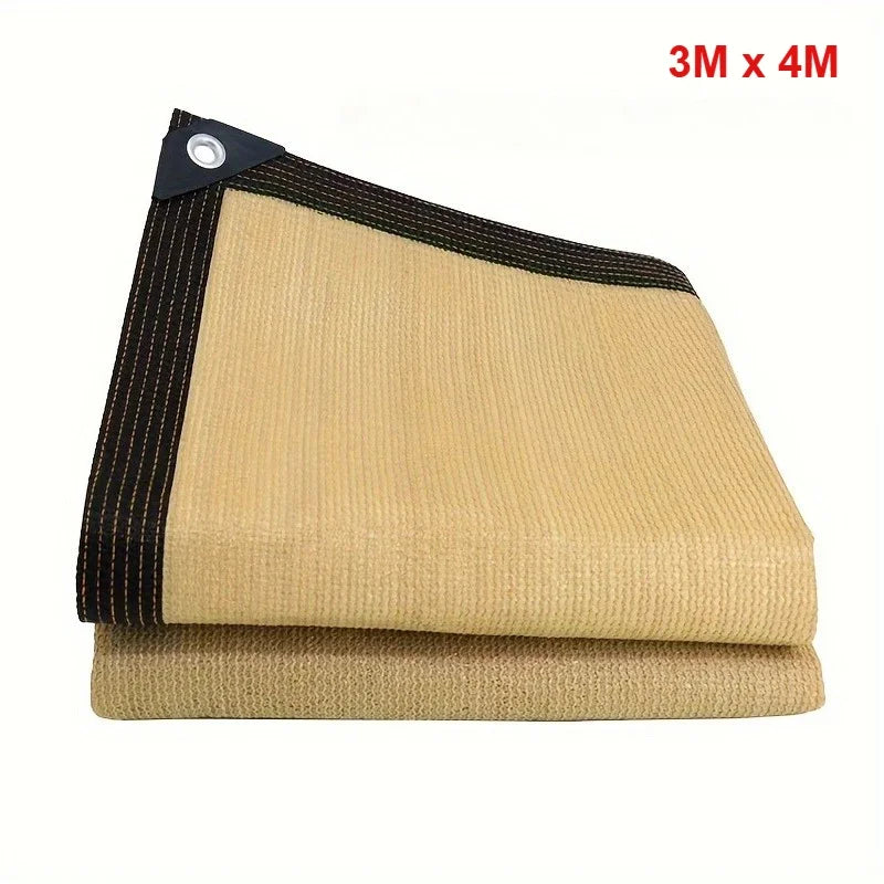 Malla de sombra de jardín de plástico resistente y gruesa, beige - Bloqueo UV cuadrado grande, vela de sombra para patio exterior y protección de jardín