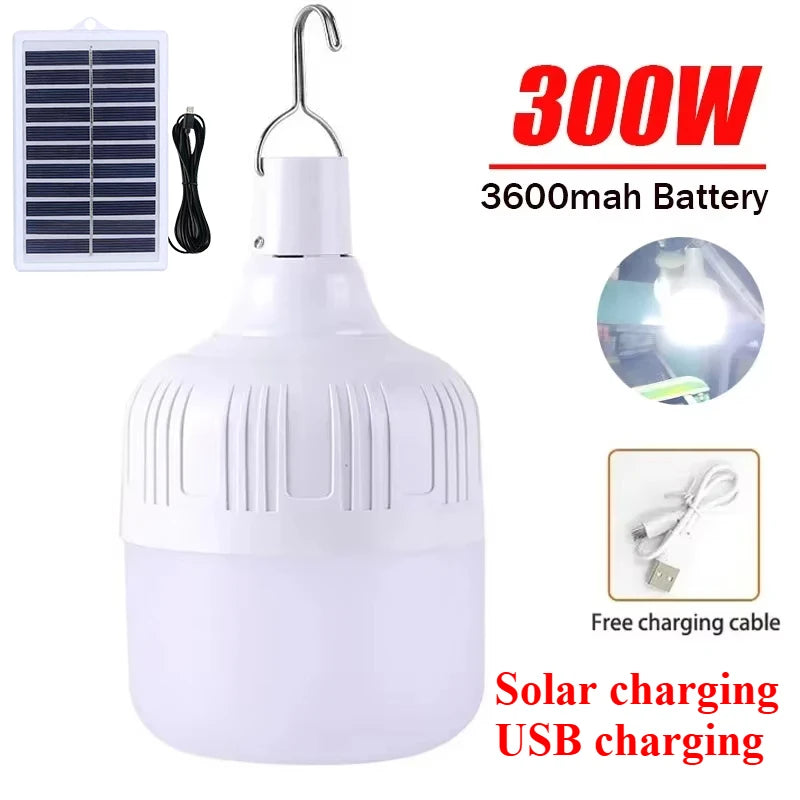 Solar Powered Lamps Portable Led Bulbs 80-500W LED Energy Saving Light for Outdoor Camping Tent Night Fishing Emergency Lights